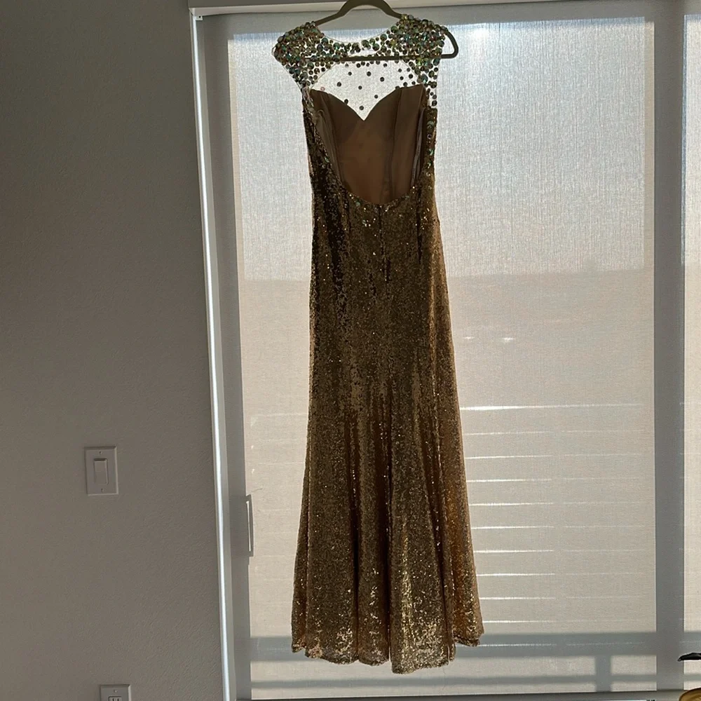 Only worn once Tony bowls long gold sequence dress⭐️ - Picture 4 of 13